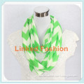 Hot selling style wholesale green and white jersey knit chevron infinity scarf for women